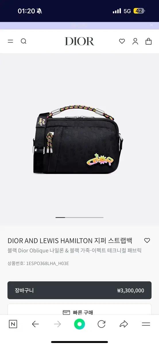 디올 앤 루이스 해밀턴 지퍼 스트랩백
