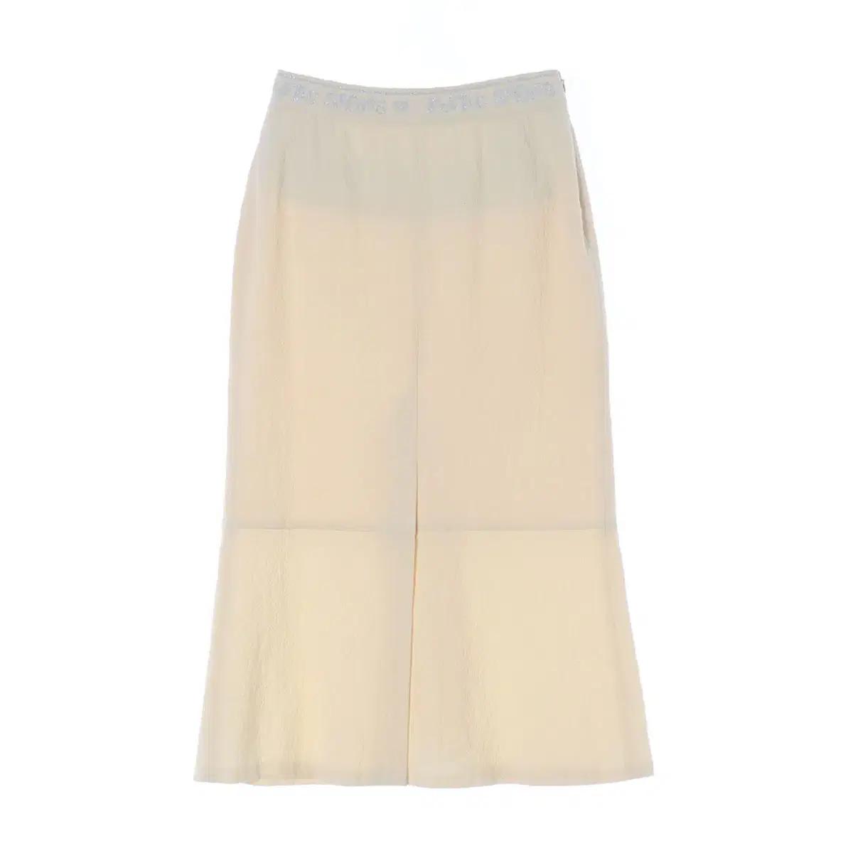 [S]타임 로고 밴딩 린넨 아이보리 슬릿 머메이드 롱 스커트 치마