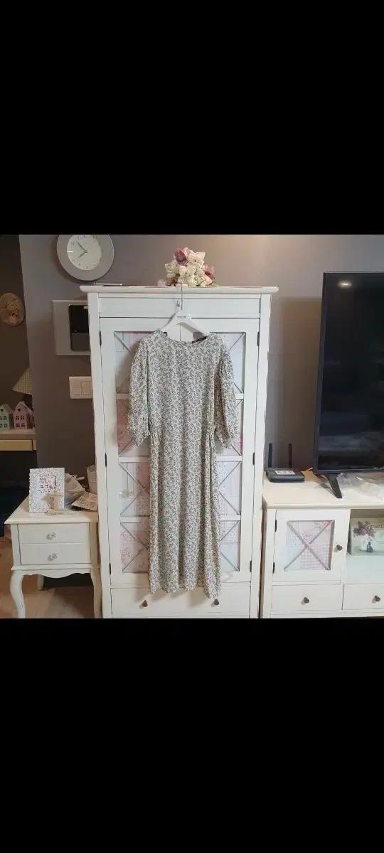 자라 플라워 롱 원피스 잔꽃무늬 쉬폰/55-66