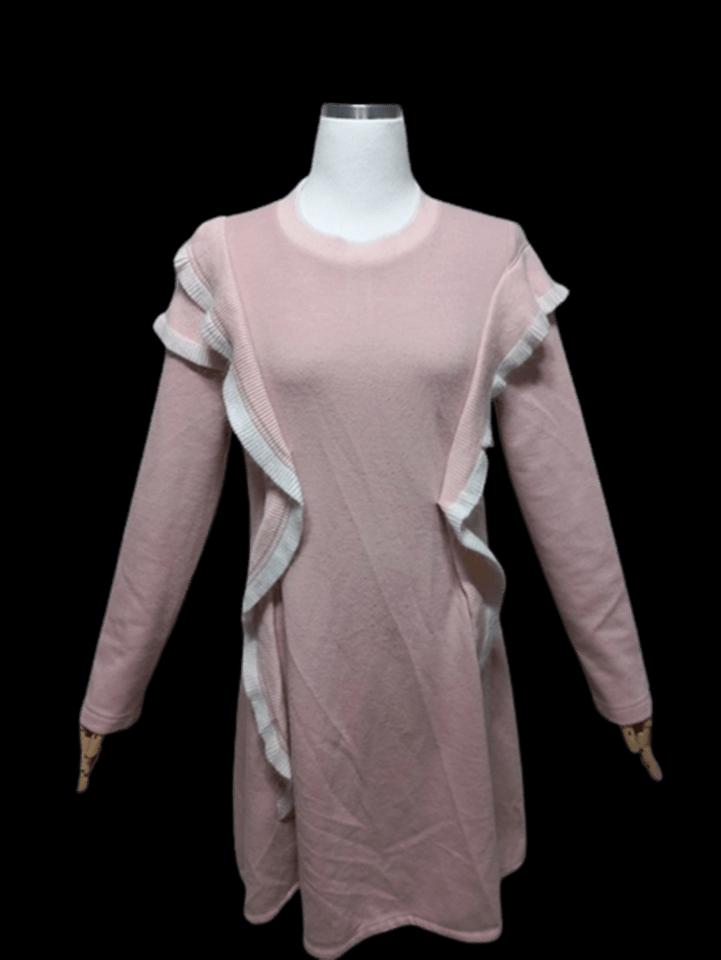 오즈세컨O2ND 정품 여자 프릴 여성 라운드넥 니트 긴팔원피스85-96