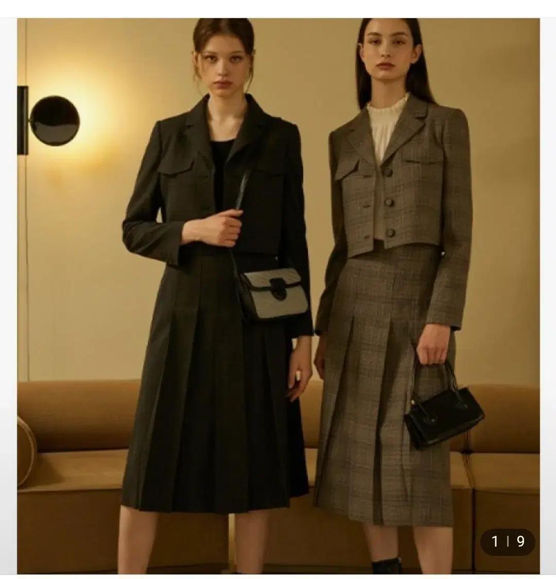 플라스틱아일랜드 여성 크롭 자켓(S) 플리츠 스커트(M) 셋업