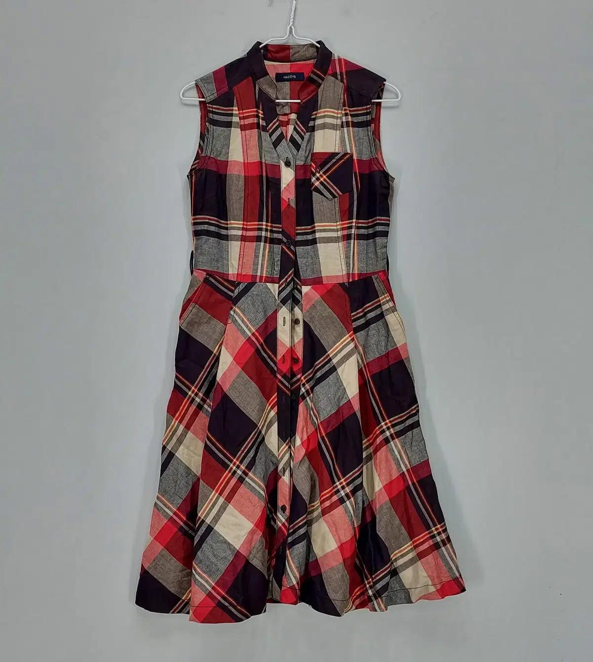 헤지스 90 롱원피스 봄여름 체크 08027