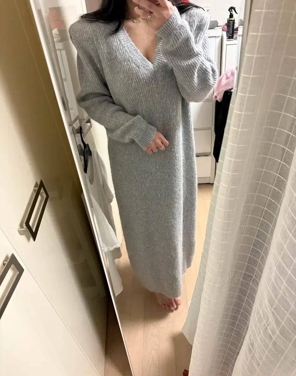 벨201자체제작 한정판 니트 롱 원피스 베이지