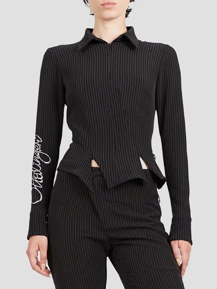 오토링거 ottolinger 스트라이프 피티드 지퍼 셔츠