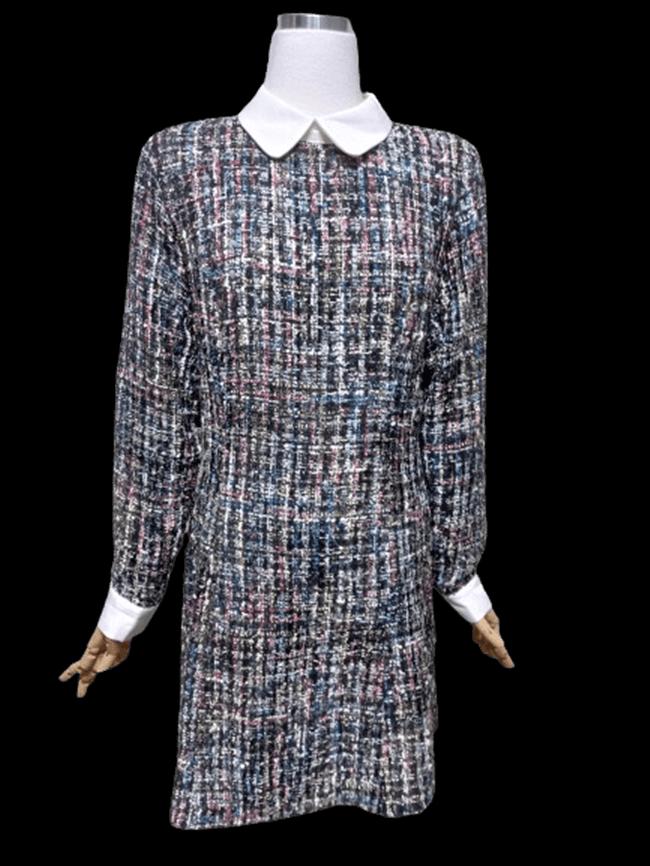 리리앤코 택포함미착용 여자 추동용 여성 카라넥 트위드 니트긴팔원피스2