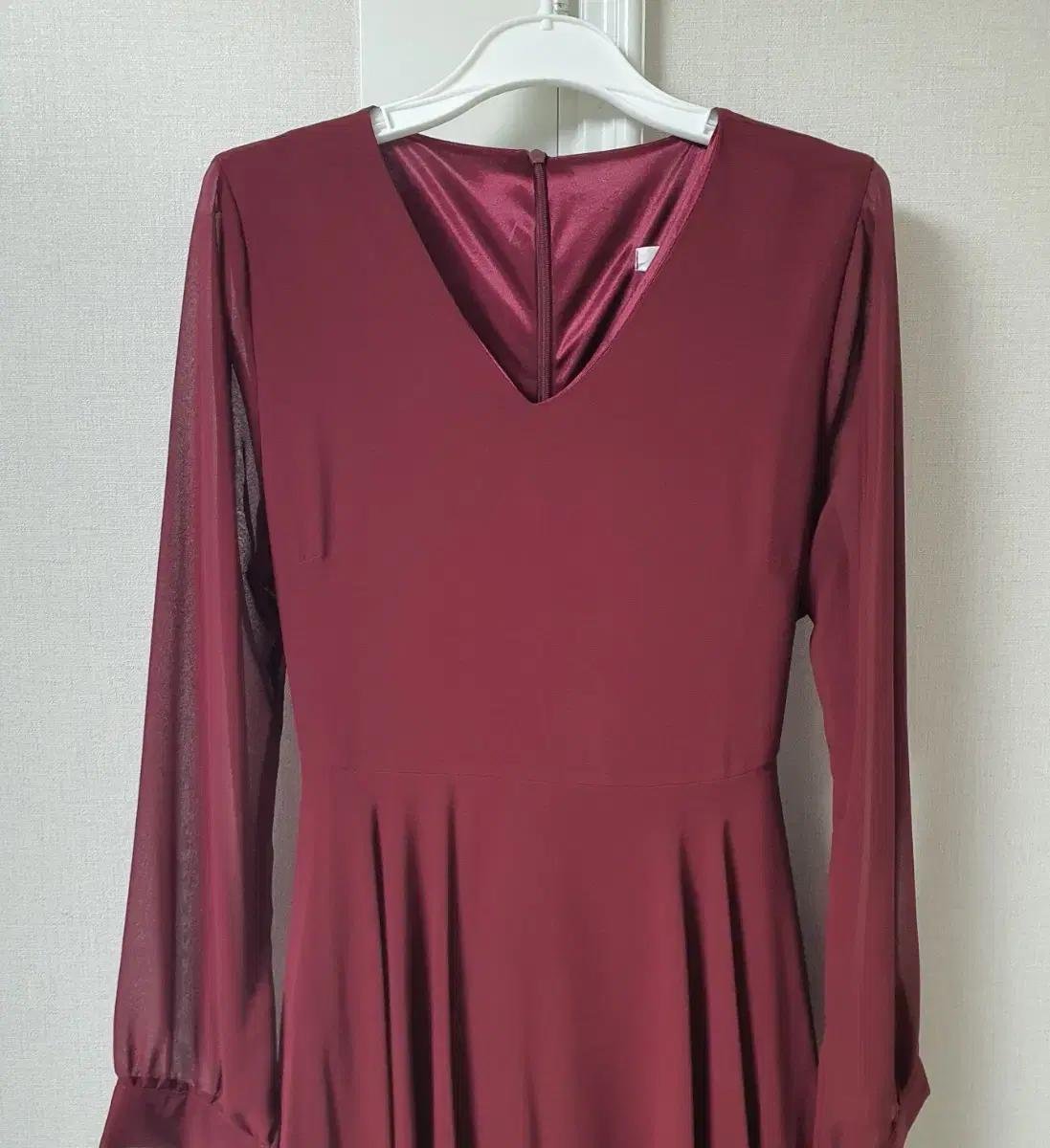 아뜨랑스 와인 쉬폰 원피스