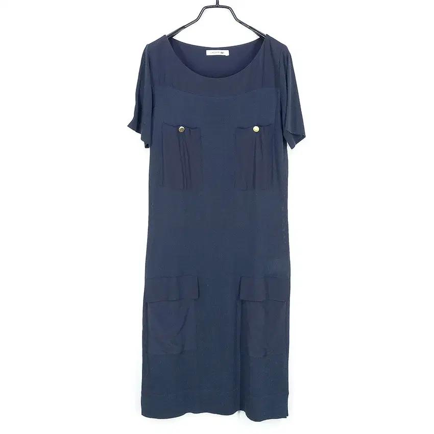 라코스테 여성 여름 포켓 얇은 니트원피스 네이비 (HU39807)