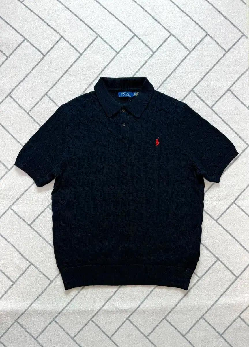 (새제품/XL) 폴로 케이블니트 코튼 폴로 카라 스웨터