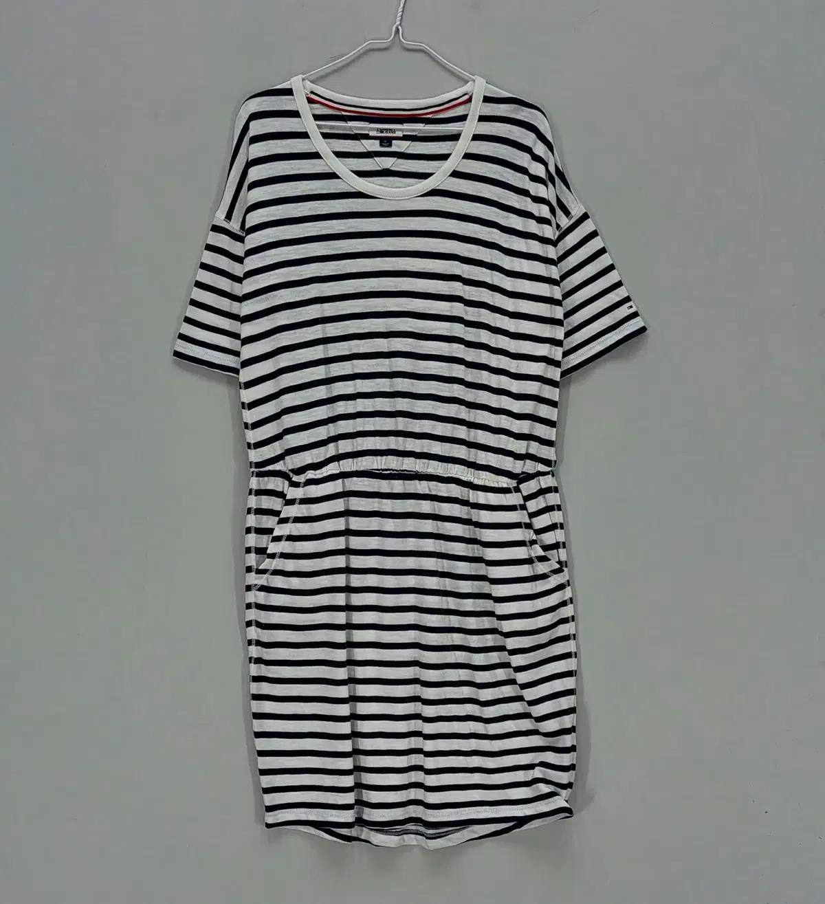 타미힐피거 95 반팔원피스 봄여름 단가라 08112