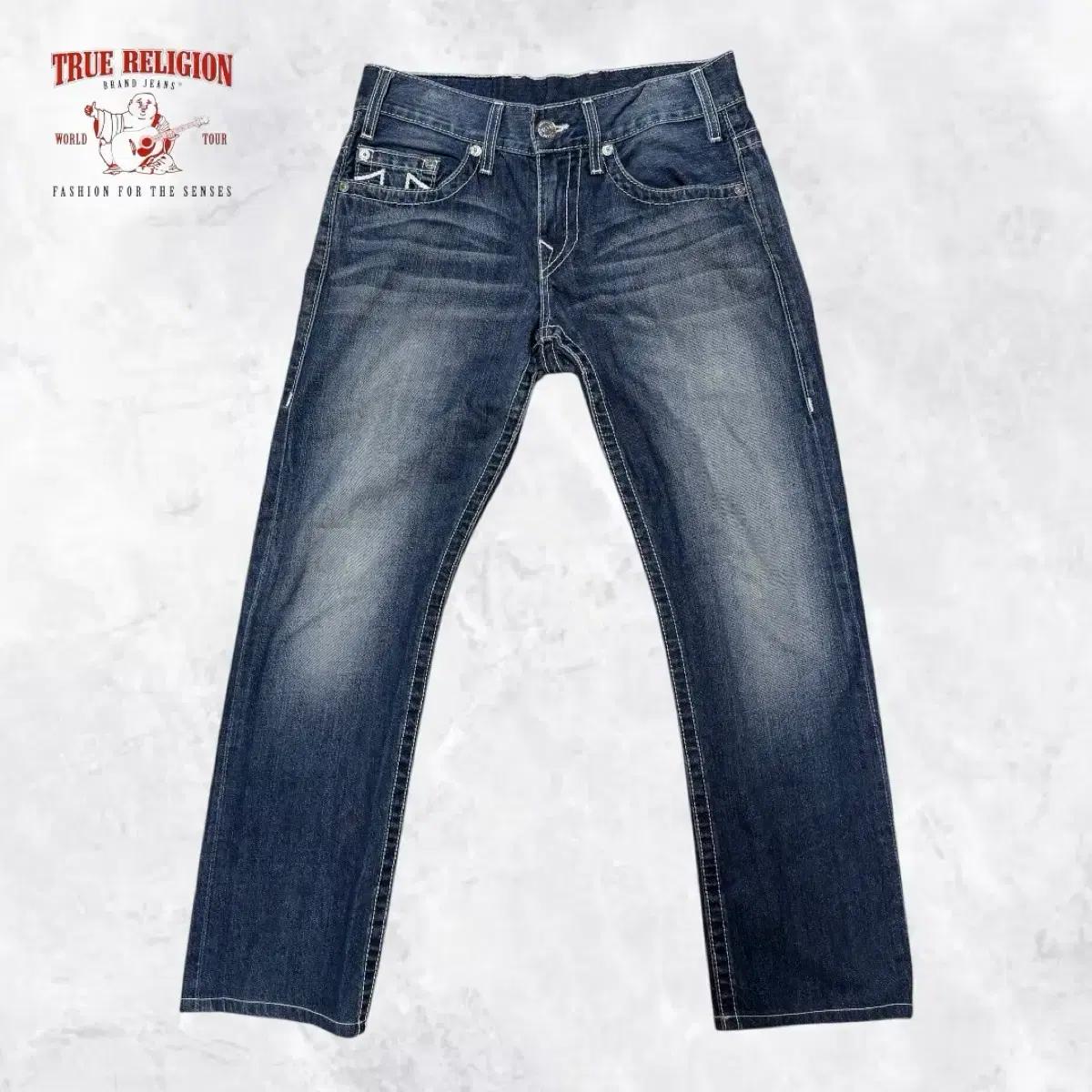 트루릴리전 데님팬츠 흰색스티치