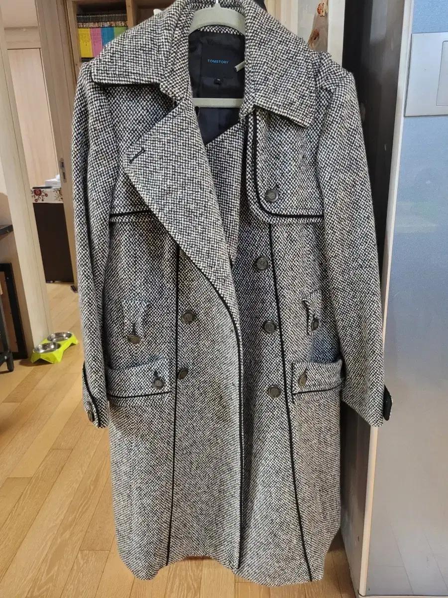톰스토리 트위드 롱 코트
