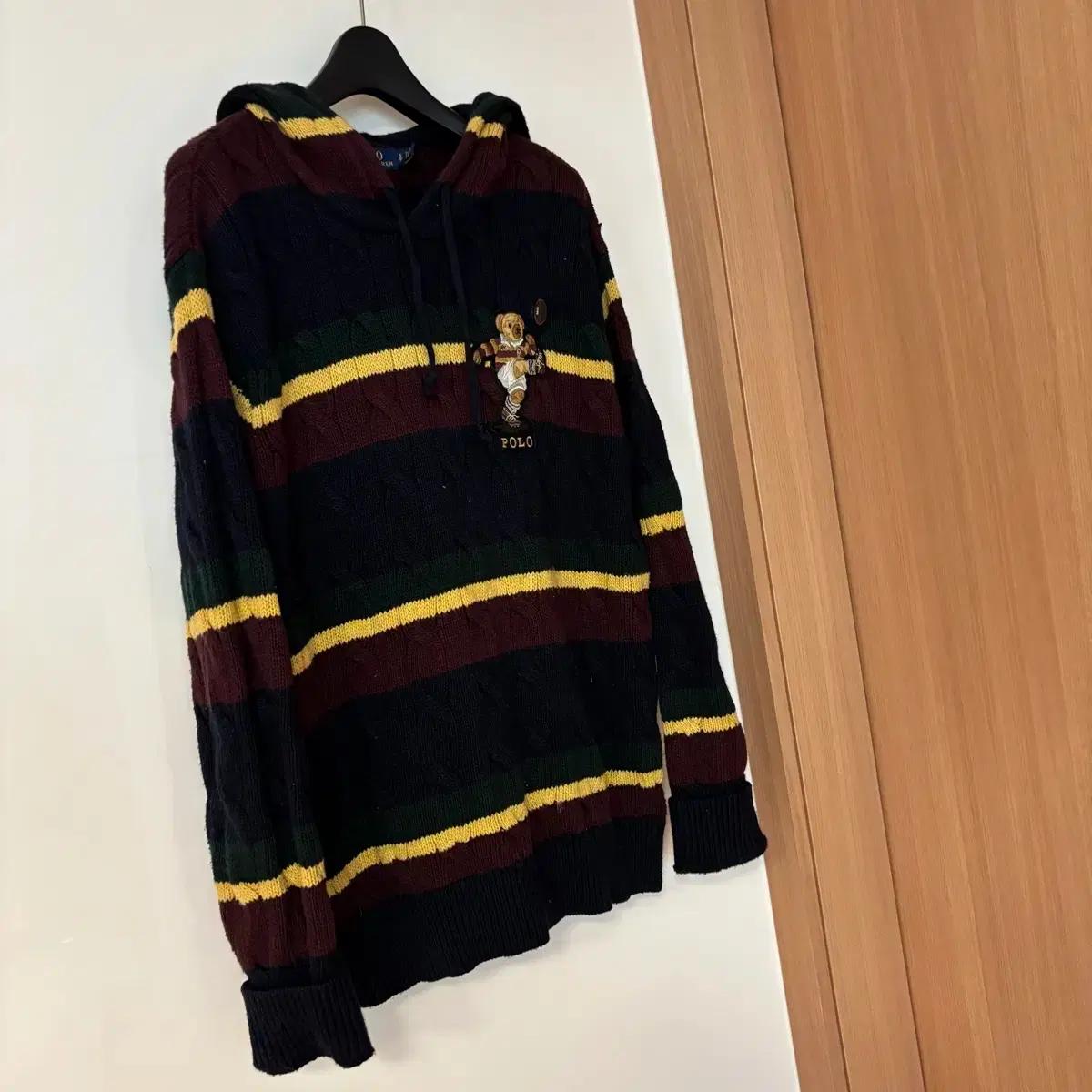 폴로 케이블 베어 곰돌이 후드 니트 스웨터 남자 남성 출근룩 남친룩