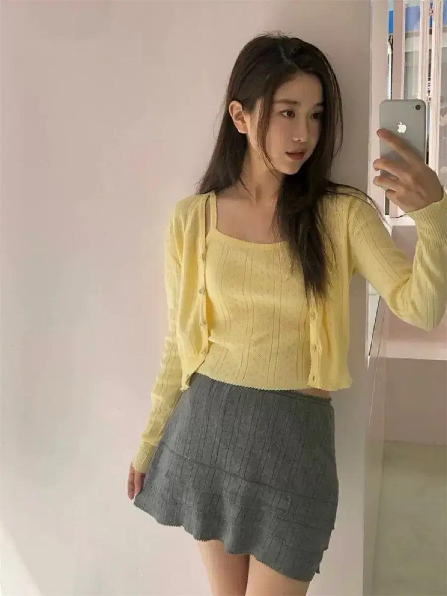 더바넷 Cotton Eyelet Knit Cardigan Ensemble