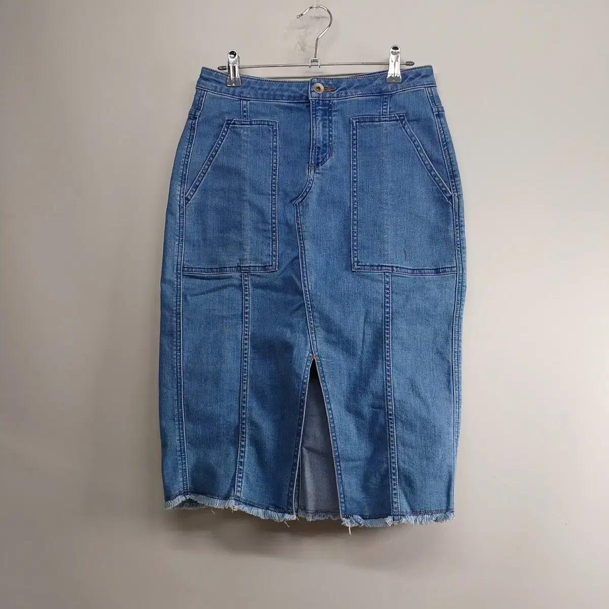 청 데님 스커트 미디 스커트 S라인26사이즈 봄여름58464