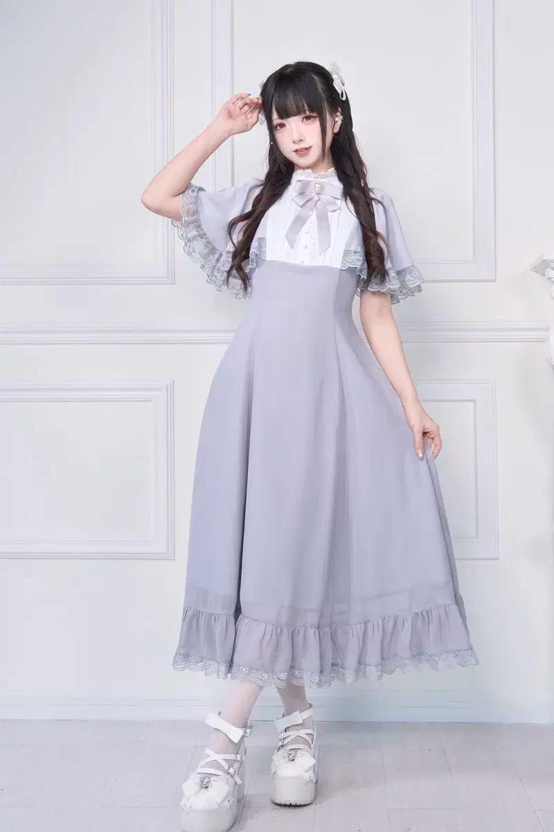 노겐키 케이프 롱 원피스 그레이 L