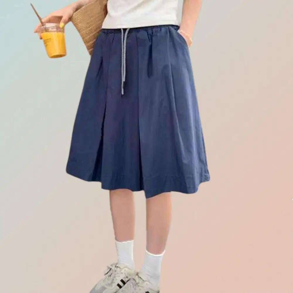 밴딩속바지무릎기장코튼치마 러블리에겐녀룩코디 데이리여름5부면무지스커트