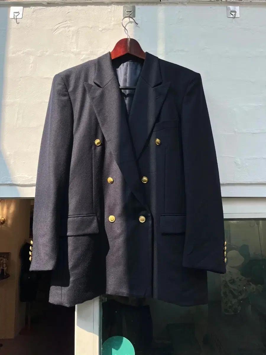 Field Brothers 금장 네이비 울 블레이저 98