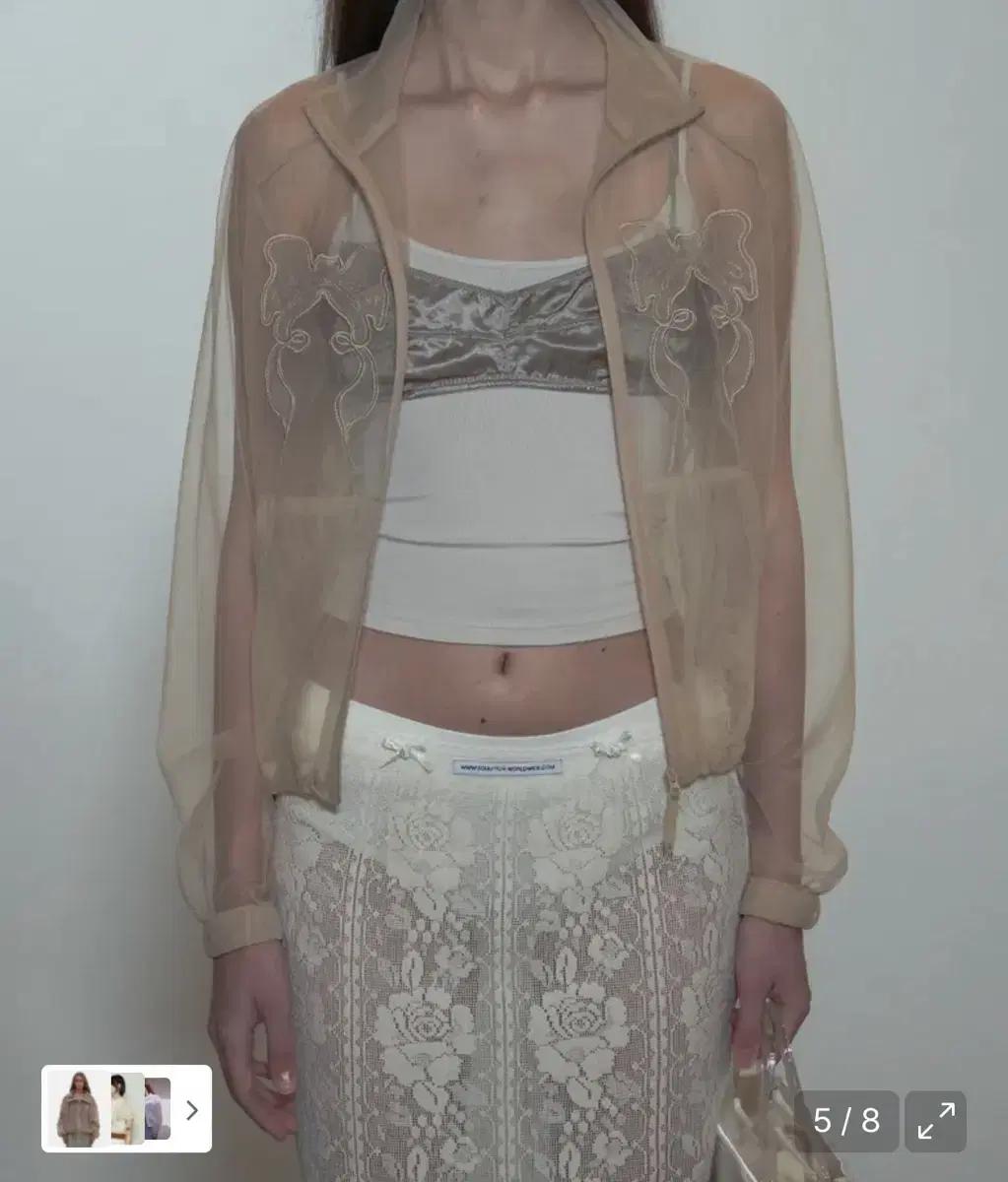 스컬프터 Mesh Sheer Zip-Up Jacket Skin xs