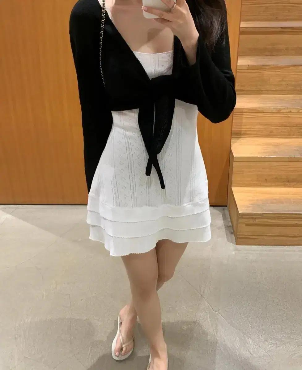 소버샵 버니가디건 피치 + 유희 원피스 코디세트