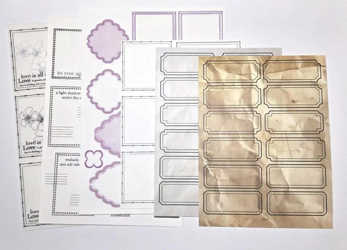 부쏘네 라벨 인스 아트지 투명 스티커 소분 일괄ver.2(6종) 레이어드