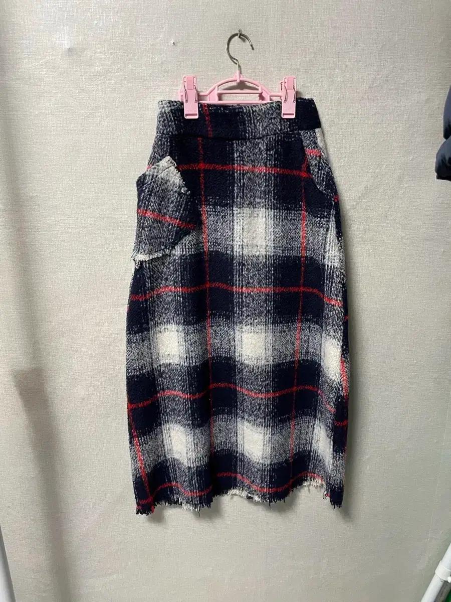 체크무늬치마 겨울 빈티지 스타일 사이즈M
