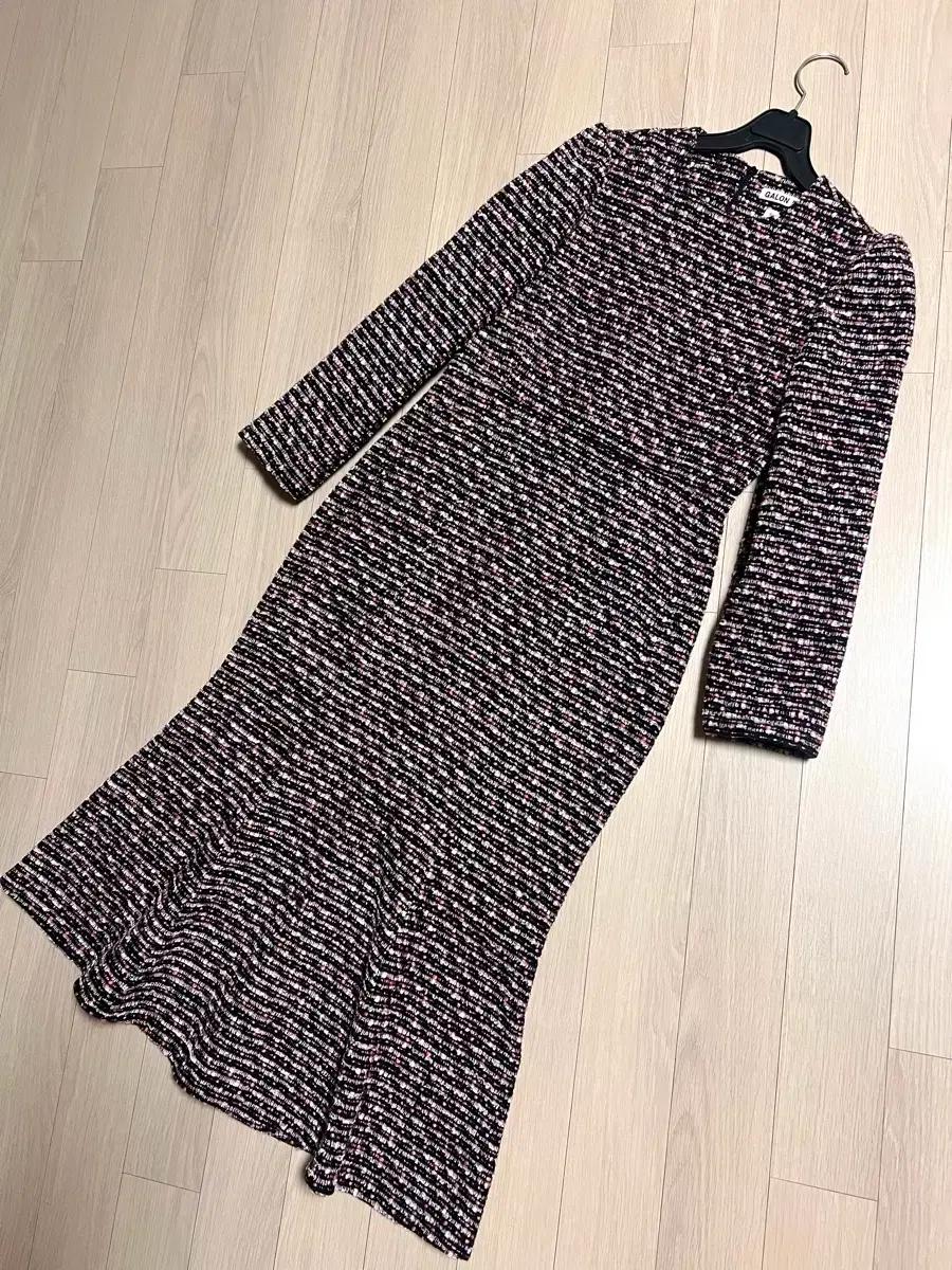 갈롱드블랑 퍼프소매 머메이드 트위드 롱원피스 코튼캔디드레스 하객룩 돌잔치