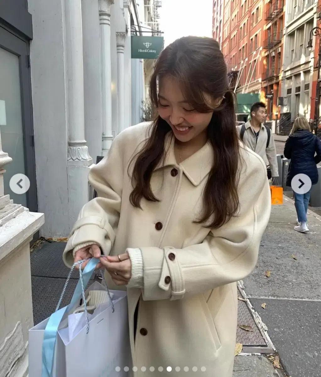 타낫 래글런 캐시미어 롱코트 아이보리