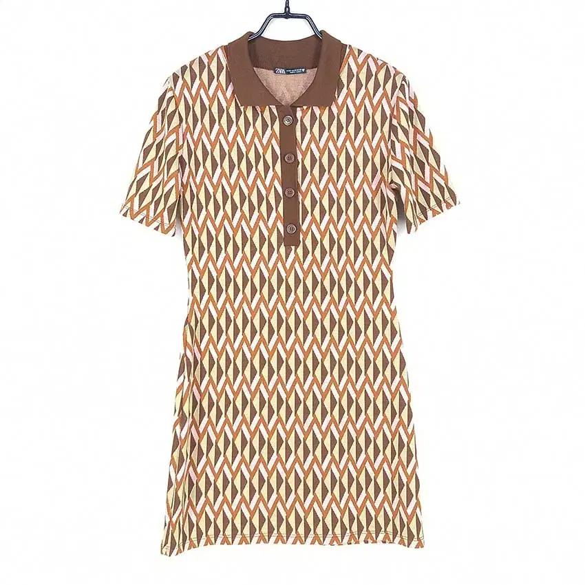 자라 여성 춘하 슬림핏 니트 미니원피스 브라운 (HU40039)