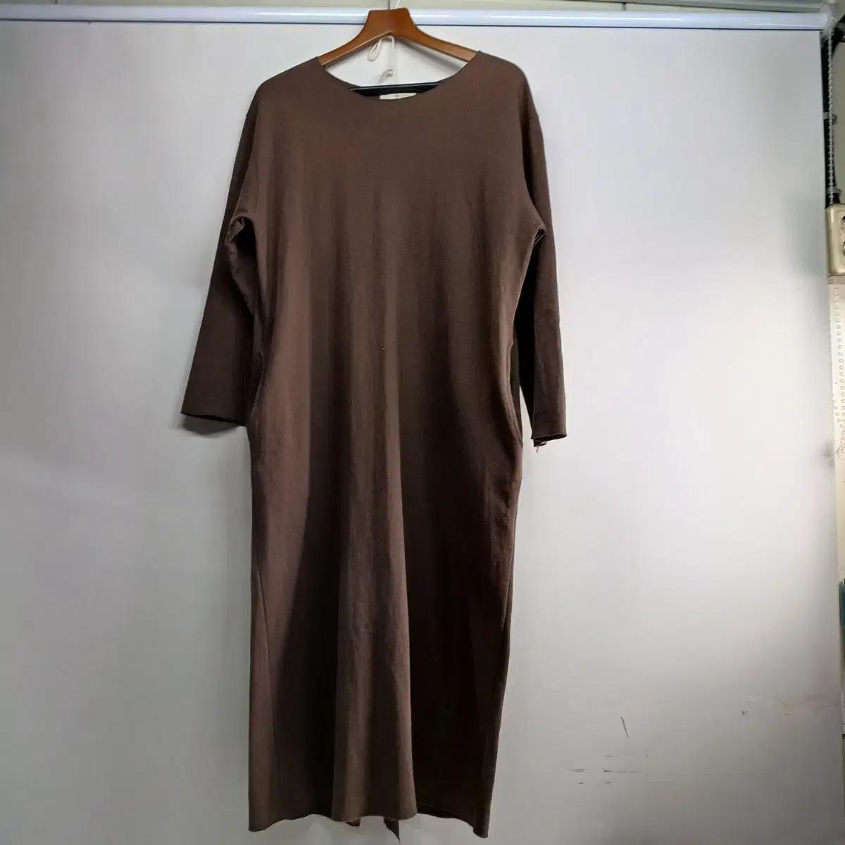브라운 롱 원피스 105사이즈 봄가을 58635