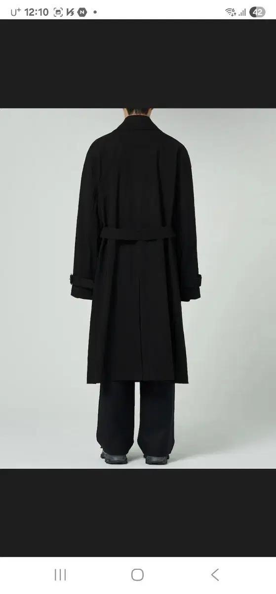 준지/스판 코튼 후면 날개 롱 트렌치 코트/50(블랙, 새상품)