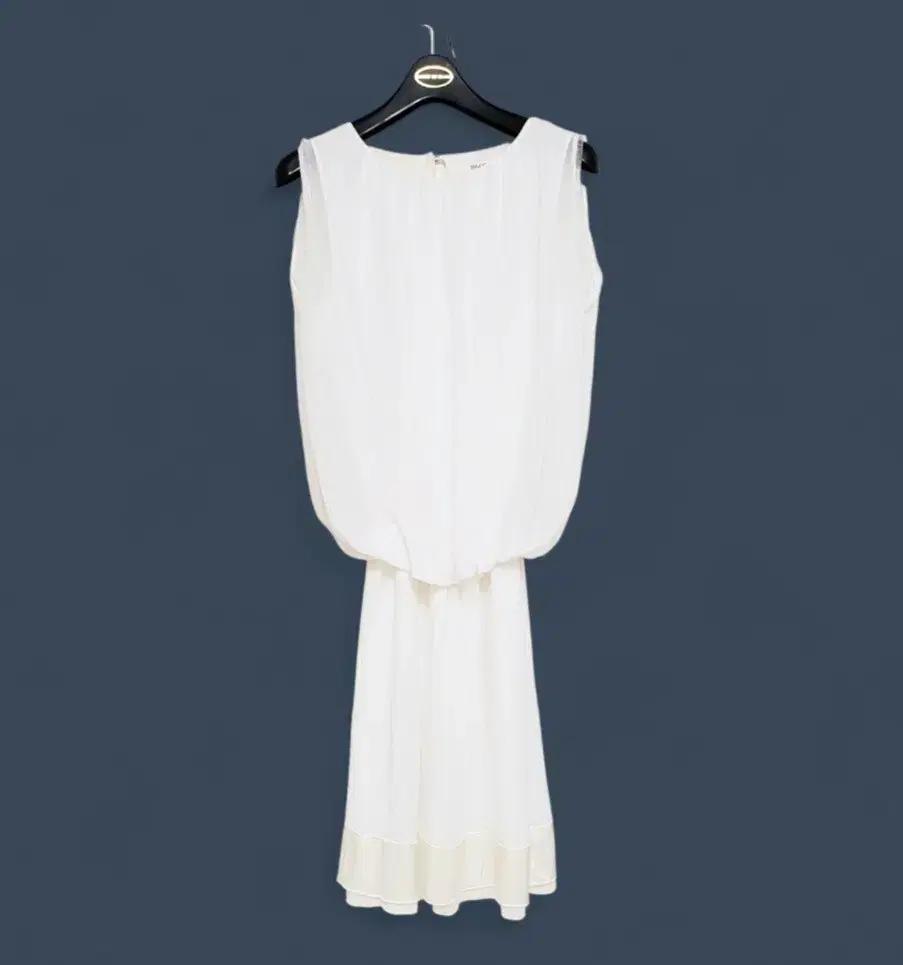 55 화이트 쉬폰 원피스 민소매 나시 흰색 여름 정장 여자 스커트 치마