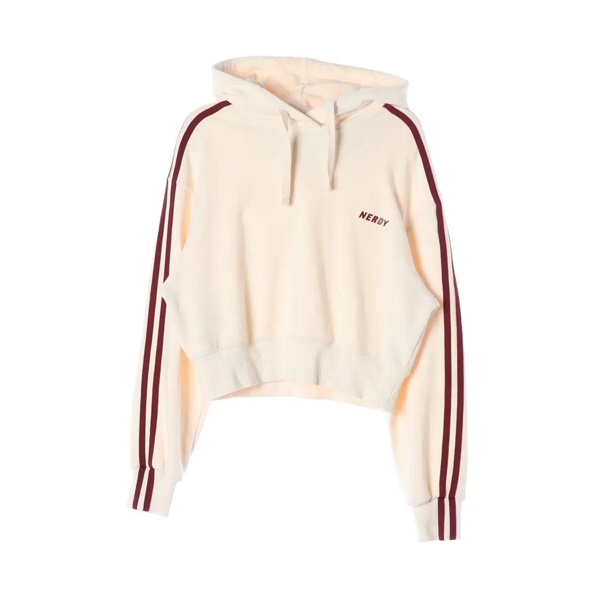 [XS]널디 크림 버건디 로고 크롭 후드티 후디