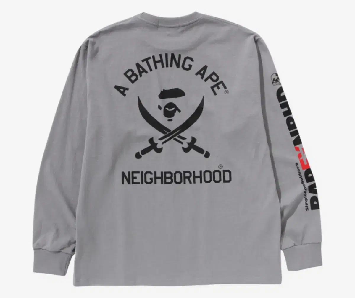 [2XL] 네이버후드x베이프 롱슬리브 그레이