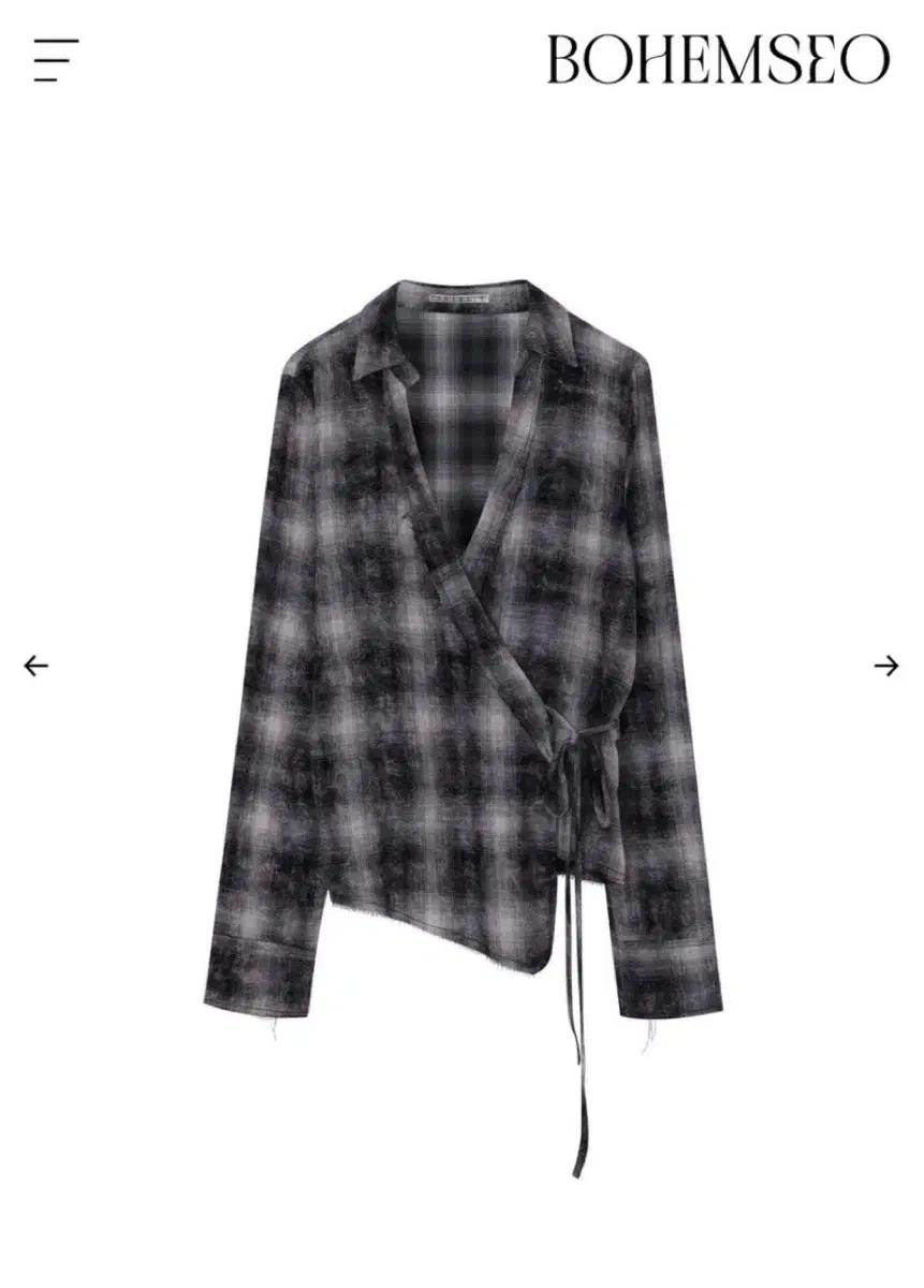 보헤미안서울 WRAP UNBALANCE CHECK SHIRT