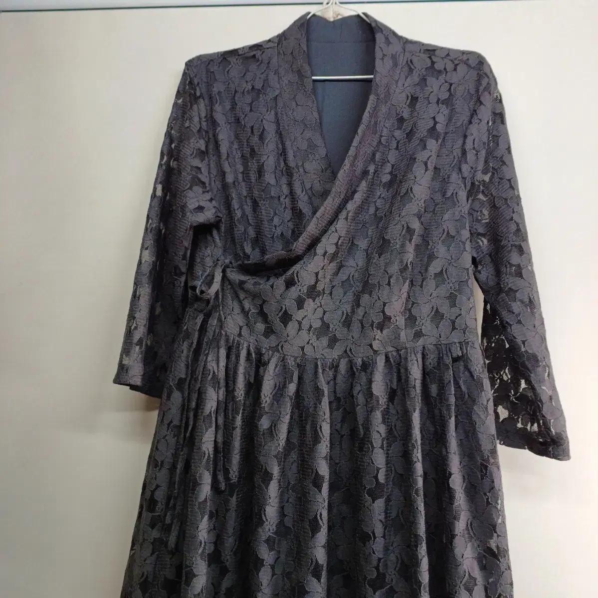 레이스 랩 롱원피스 차콜100사이즈봄가을59022