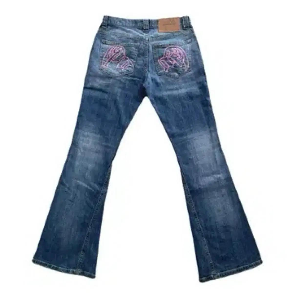 플리즈노팔로우 엔젤 로고 부츠컷 로우라이즈 데님 팬츠 사이즈 2