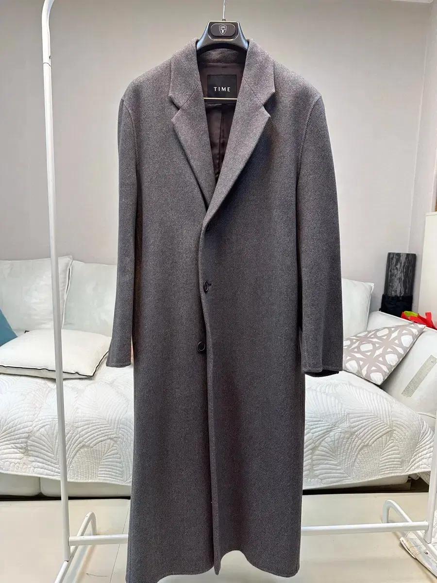 타임옴므 헤링본 캐시미어 싱글 롱 코트