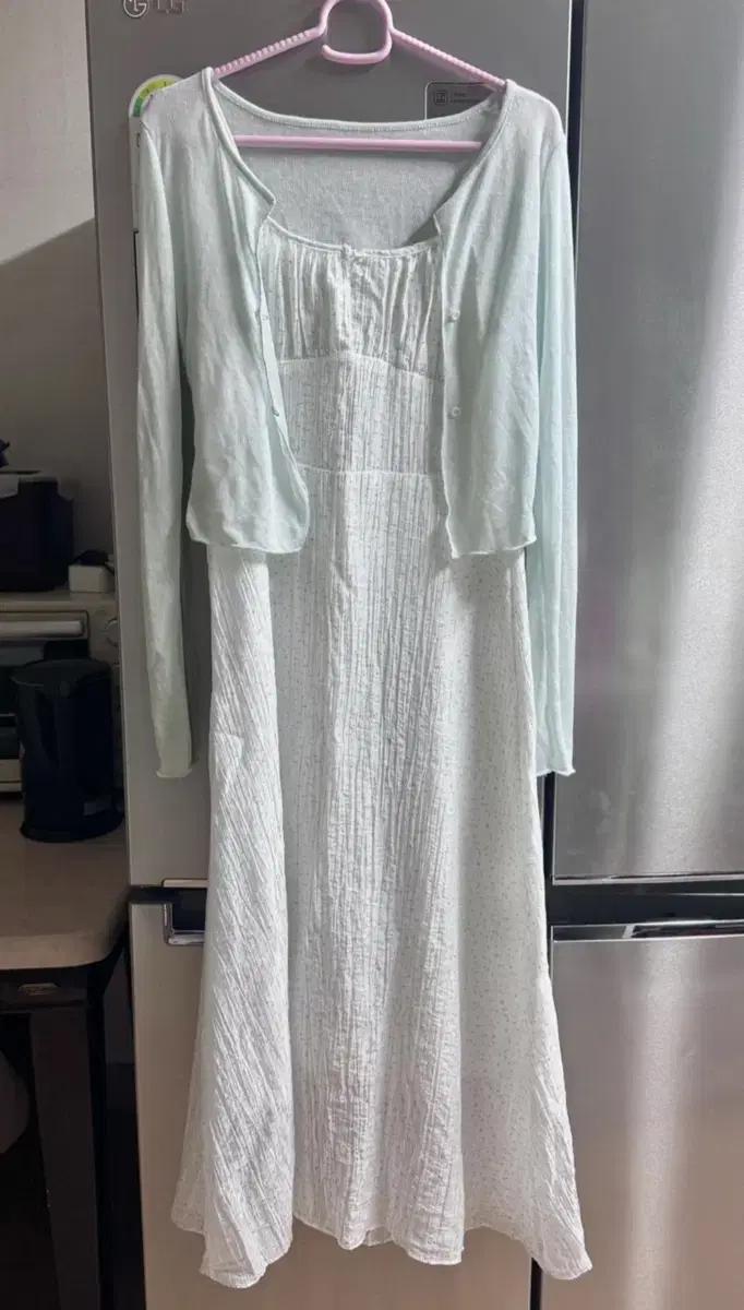 여름 린넨 롱 원피스 + 가디건 세트