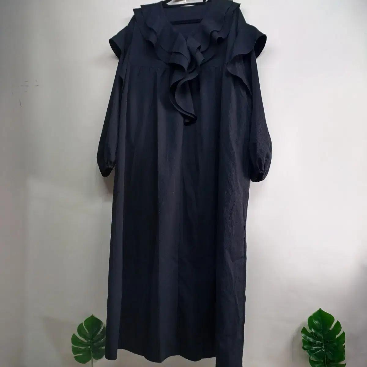 프릴 롱 원피스 블랙100사이즈봄가을59089