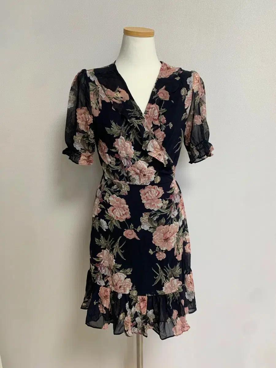 플라워 쉬폰 여름 반팔 랩원피스