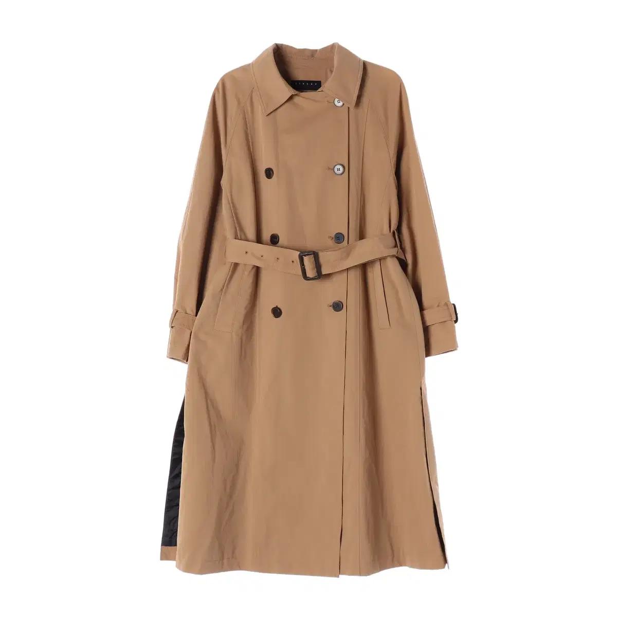 [L]시슬리 베이지 더블버튼 슬릿 롱 트렌치코트