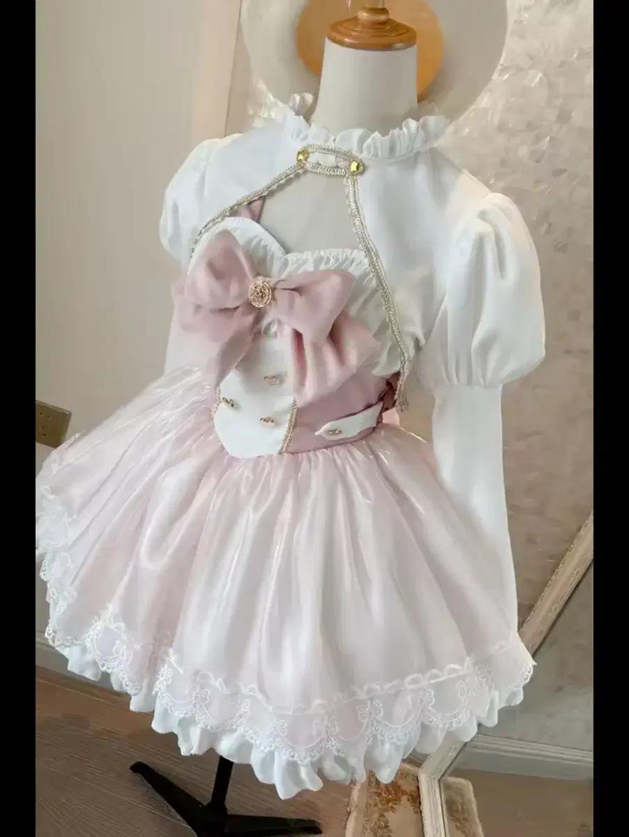 양산형 로리타 리본 레이스 쉬폰 케이프 원피스 드레스 생일상룩