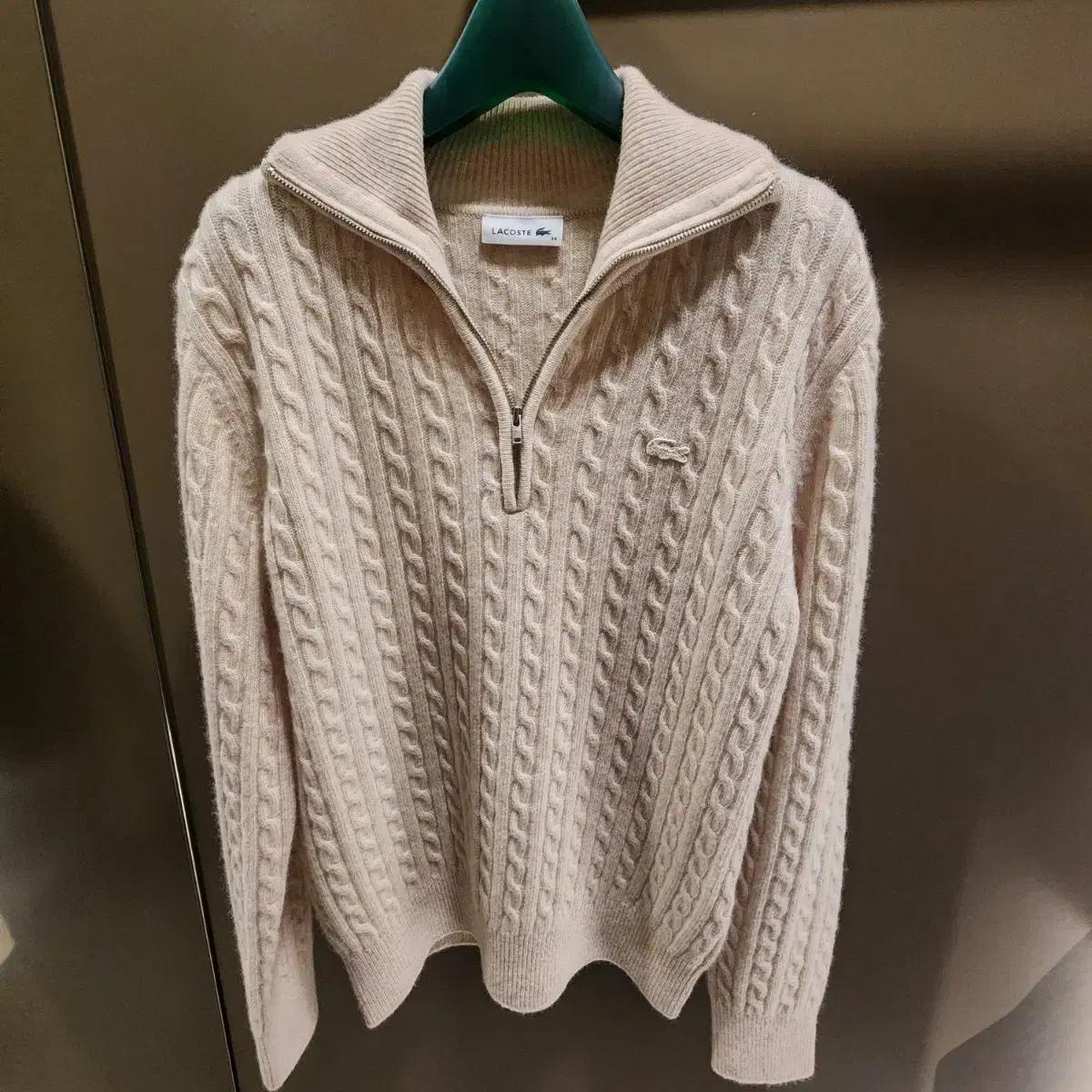 (새상품) 라코스테 여성 케이블 하프 집업 스웨터 (니트)