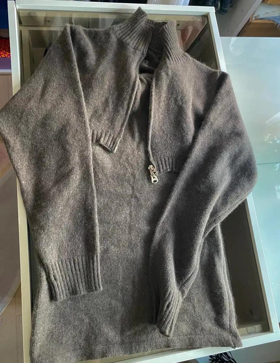 유즈 라쿤 투웨이 집업 니트 탑 원피스 세트