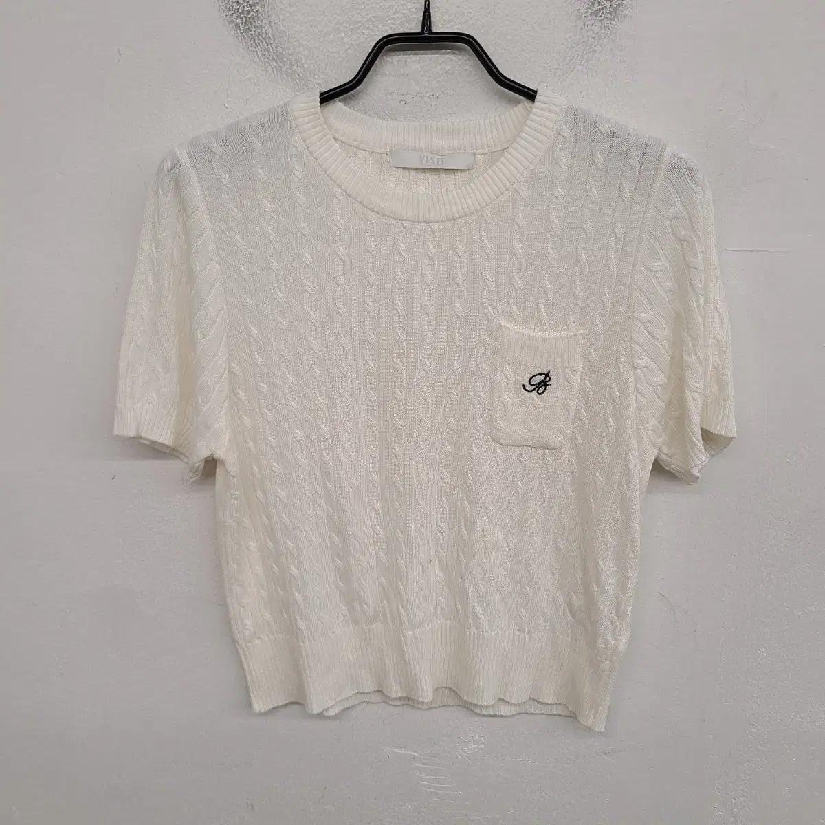 [여성55 size] 비지트인뉴욕 케이블 반팔 니트