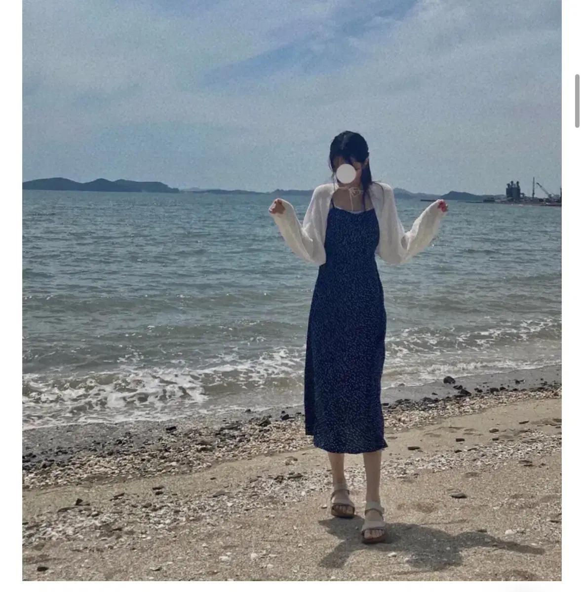 나시 뷔스티에 여름 롱원피스 네이비 (프리사이즈)