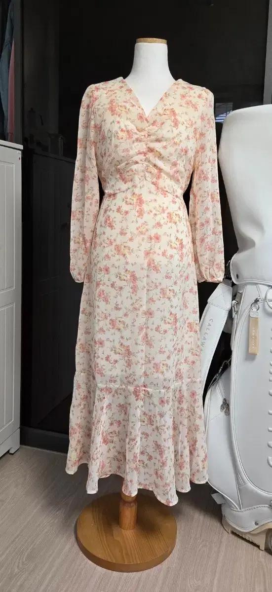 플라워 롱 쉬폰 원피스