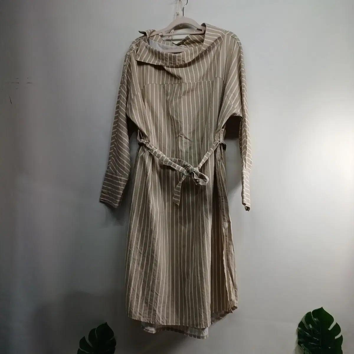 스트라이프 롱 셔츠 원피스 벨트 세트115사이즈 봄가을 59146