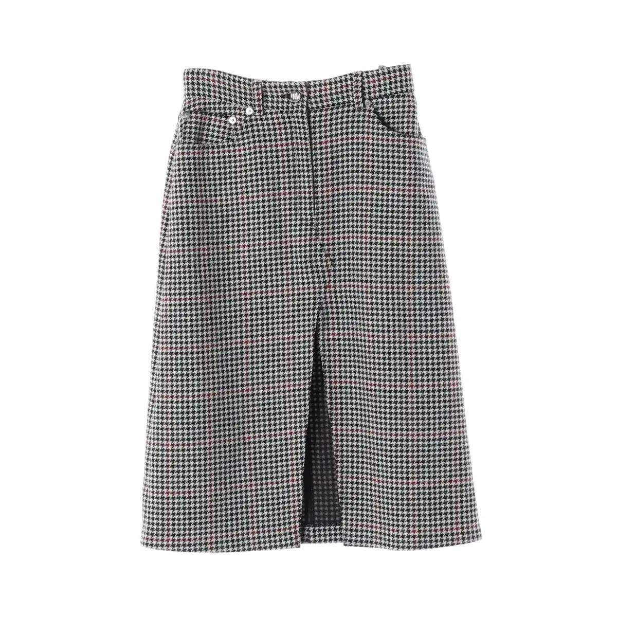 [S]maje마쥬 하운드체크 슬릿 울블렌드 롱 스커트 치마