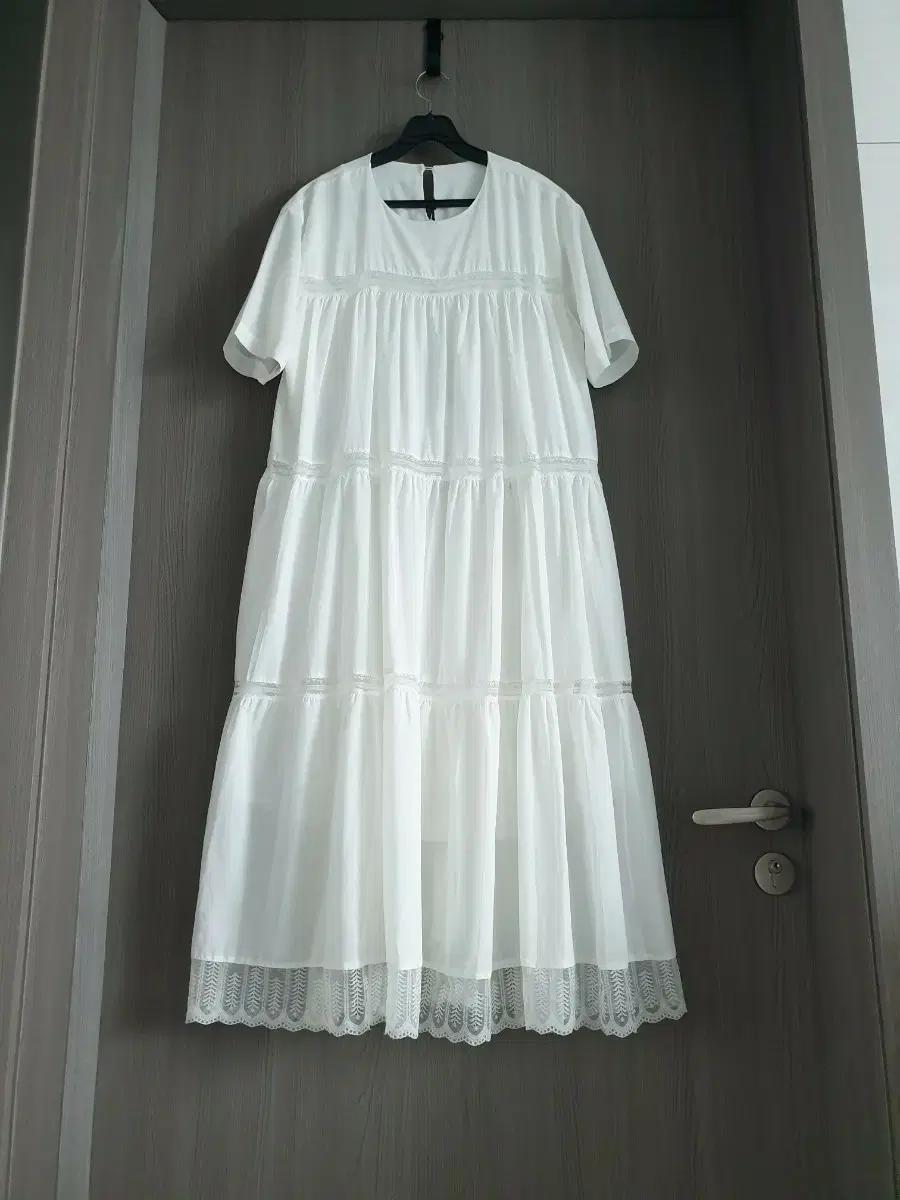 여신 레이스 캉캉 라운드넥 쉬폰 롱원피스